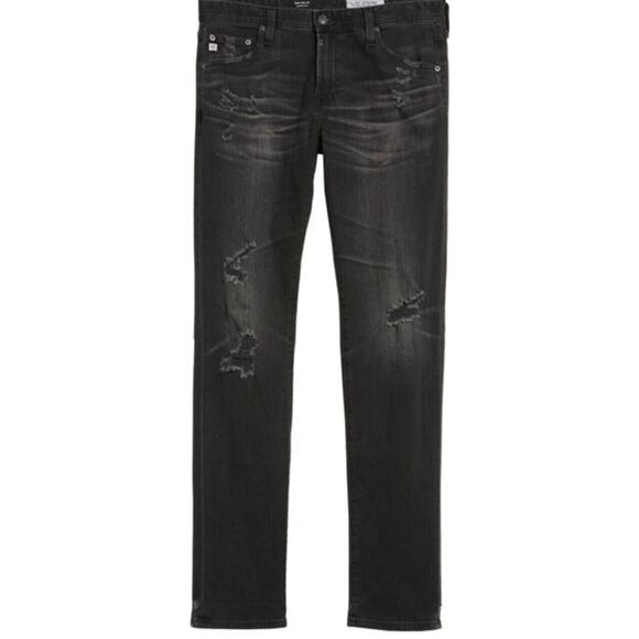 Ag Adriano Goldschmied Tellis Slim Fit Distressed Jeans In 8 Years Gravel Sz 29